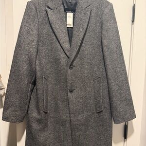 Gray Herringbone Wool Coat